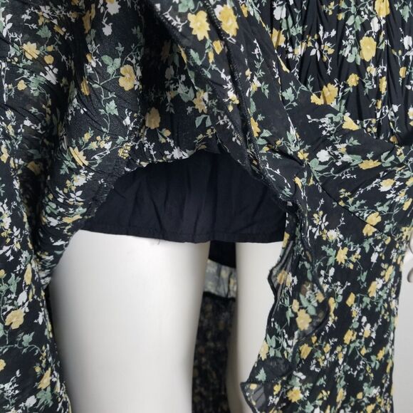 Anthropologie Muche & Muchette Black Floral High Low Blouson Maxi Dress OSFM - Picture 8 of 14